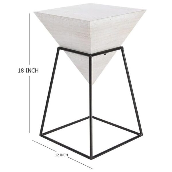 Gold & White Modern Accent Triangle Shaped Table for Garden, Porch & Balcony - Image 2