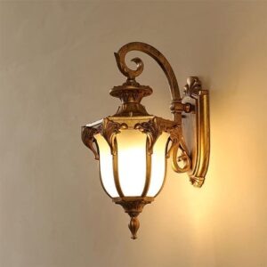 Kiyah Lights Antique Gold Wall Lamps – Cast Aluminium, B22 Holder, Pack of 4